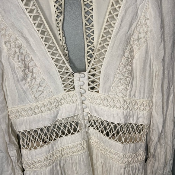 Free People I Think I Love You Crochet Inset Mini Dress in Ivory - Picture 8 of 13